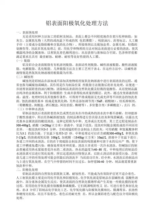 铝合金表面氧化