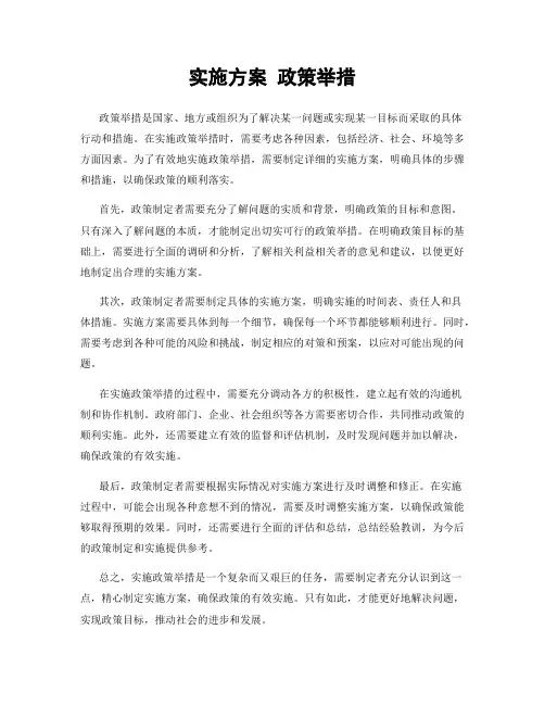 实施方案 政策举措