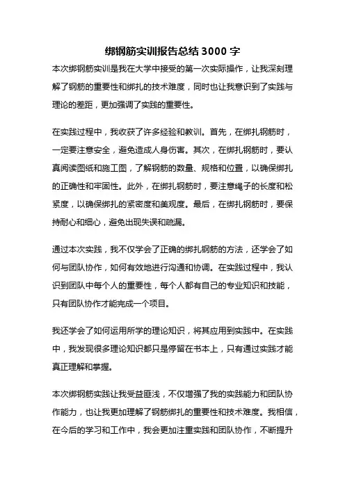 绑钢筋实训报告总结3000字