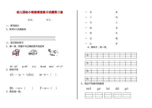幼儿园幼小衔接课堂练习试题第三套