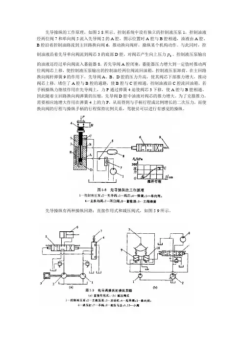 先导式操纵阀的工作原理