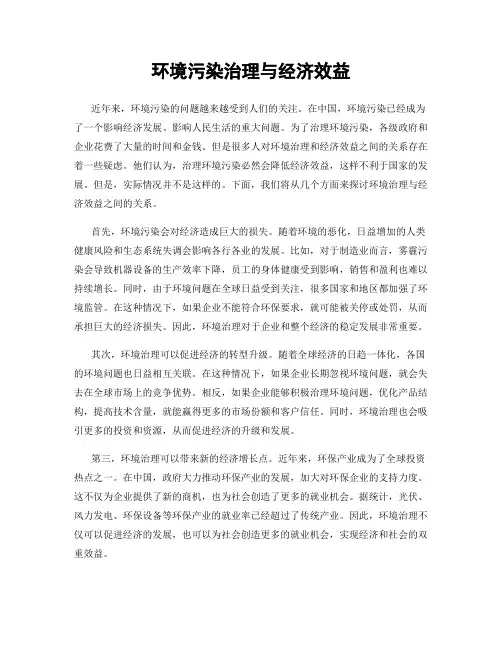环境污染治理与经济效益