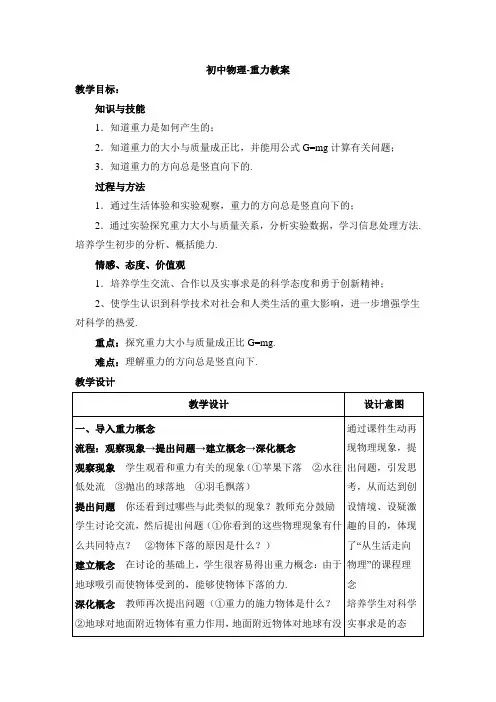 初中物理-重力教案