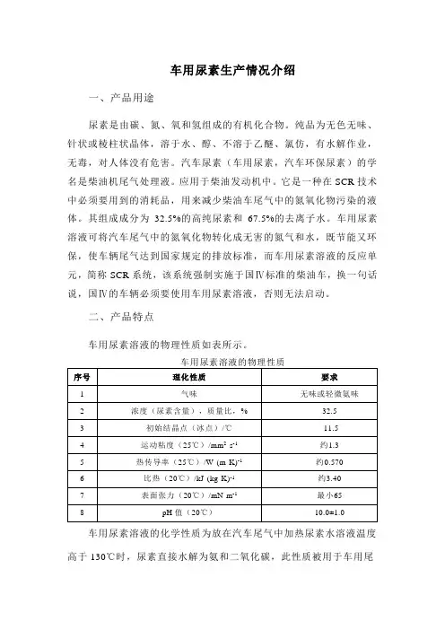 车用尿素生产情况介绍