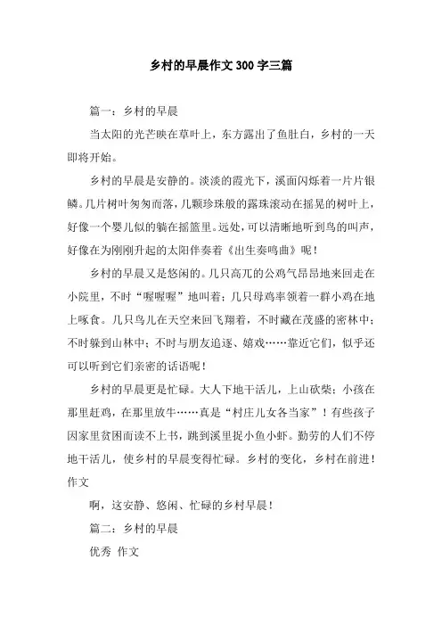 乡村的早晨作文300字三篇