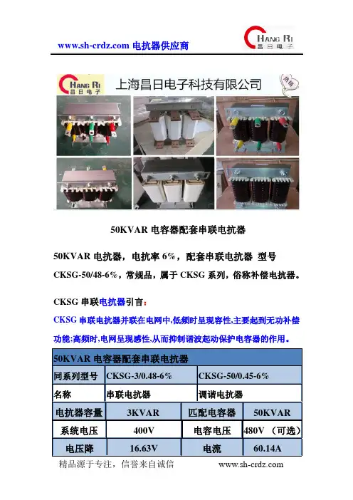 50KVAR电容器配套串联电抗器 CKSG串联电抗器