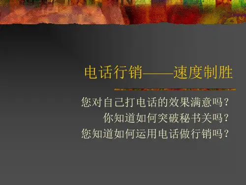 电话行销——速度制胜