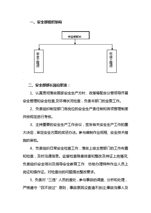 安全部岗位职责