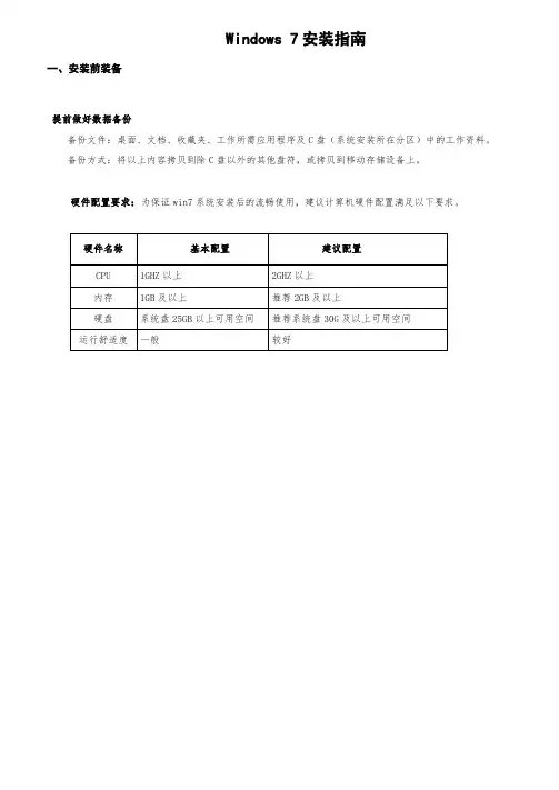Windows 7专业版安装指南(通用版)
