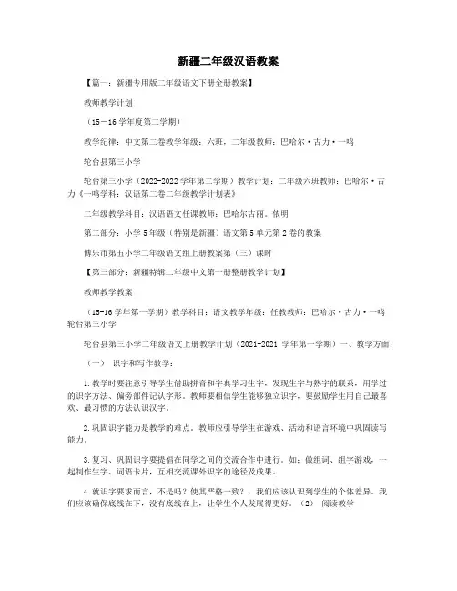 新疆二年级汉语教案