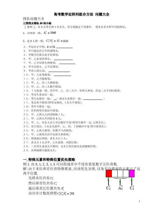 高中数学搞定排列组合方法,各种问题大全
