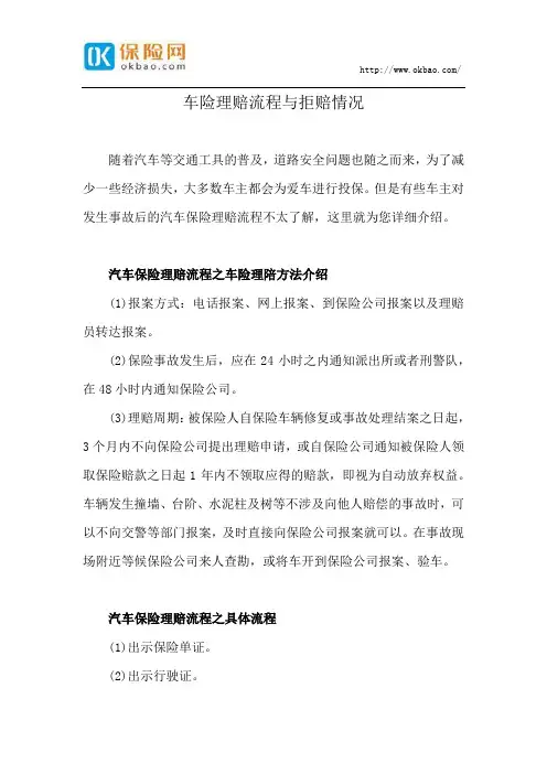 车险理赔流程与拒赔情况