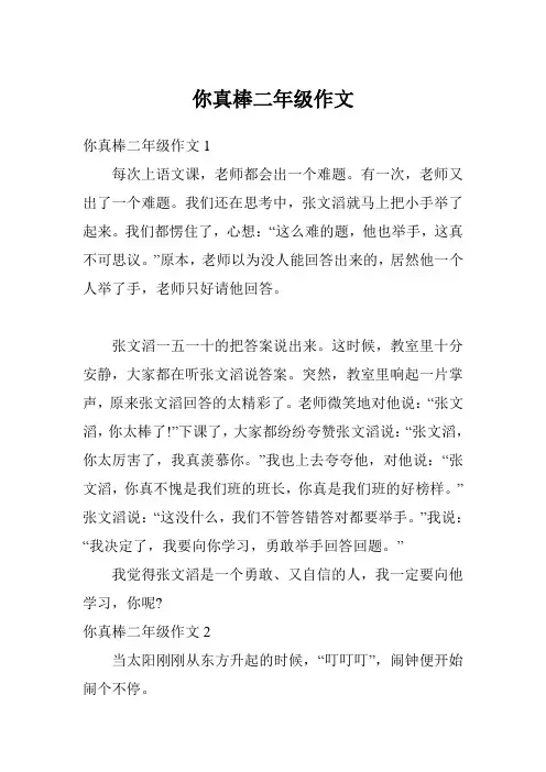 你真棒二年级作文