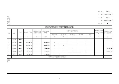 企业所得税纳税调整审核工作底稿