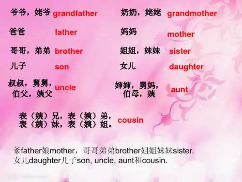 家庭成员英语单词复习