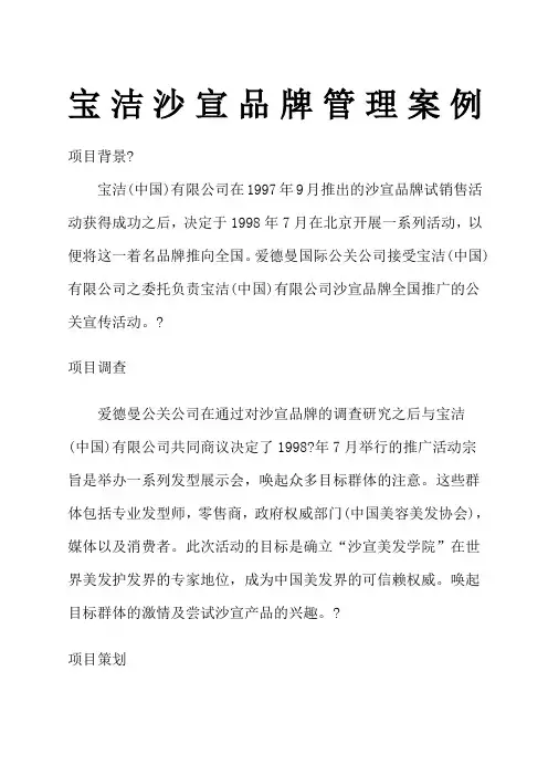宝洁沙宣品牌管理案例