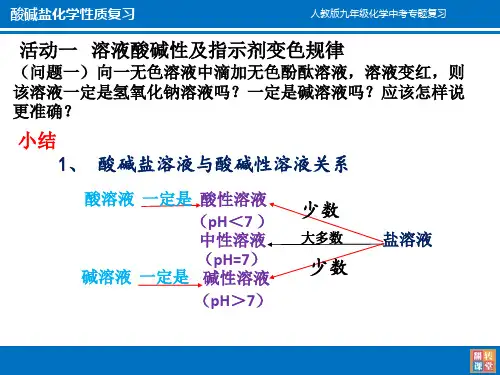 【人教版】九年级化学专题复习：酸碱盐化学性质复习(共15张PPT)