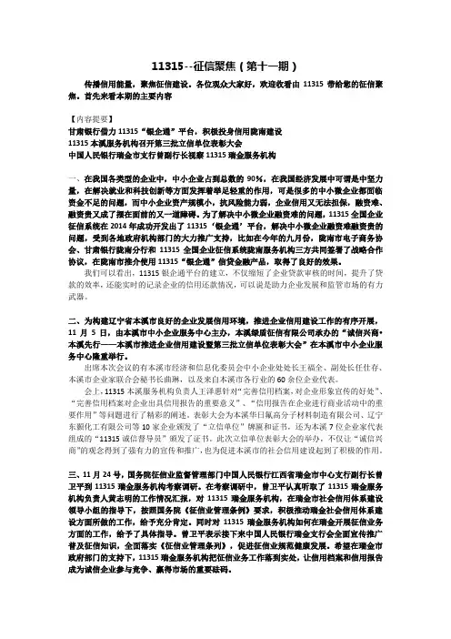 11315--征信聚焦(第十一期)