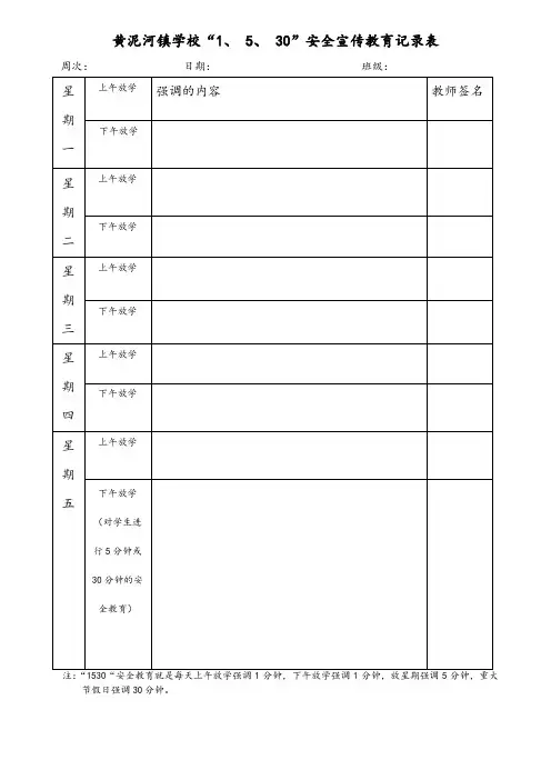 1530宣传教育记录表