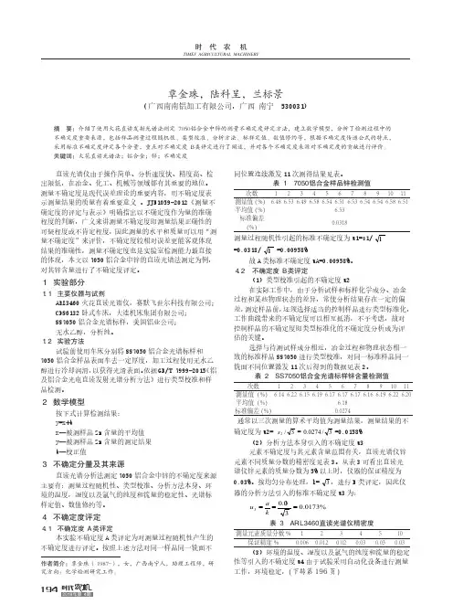 直读光谱法测定7050铝合金中锌的不确定度评定
