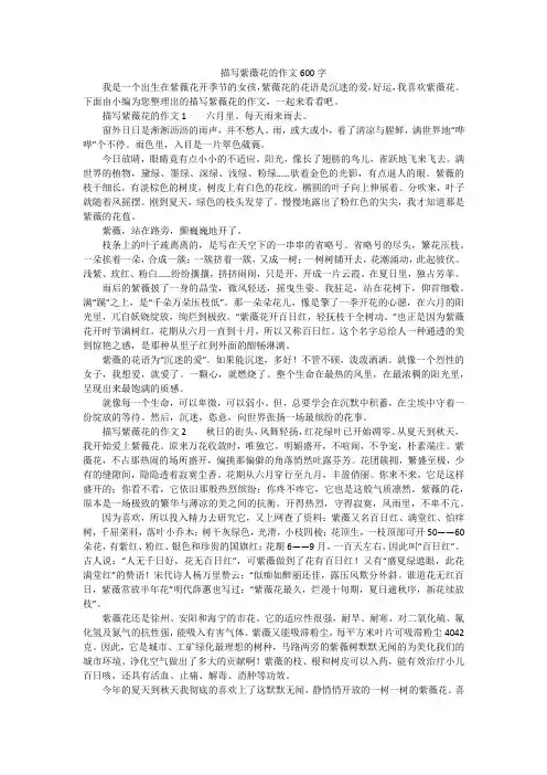 描写紫薇花的作文600字