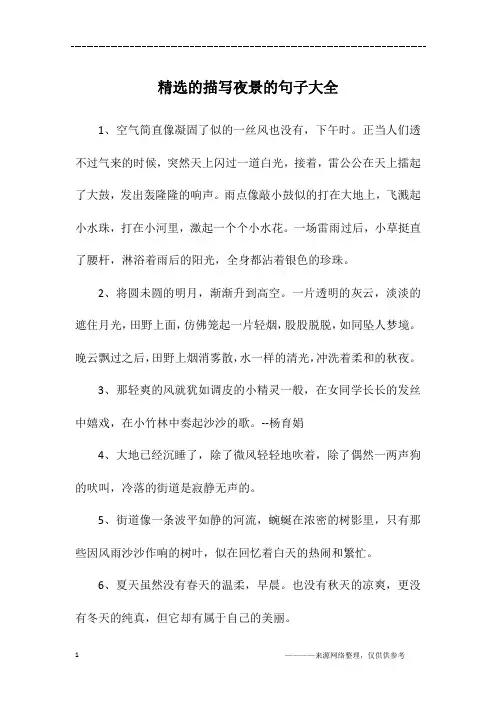 精选的描写夜景的句子大全