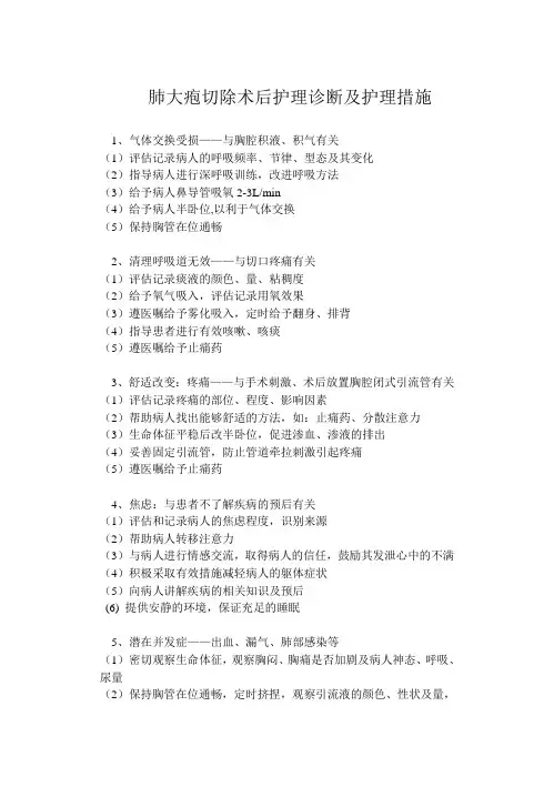 气胸护理诊断