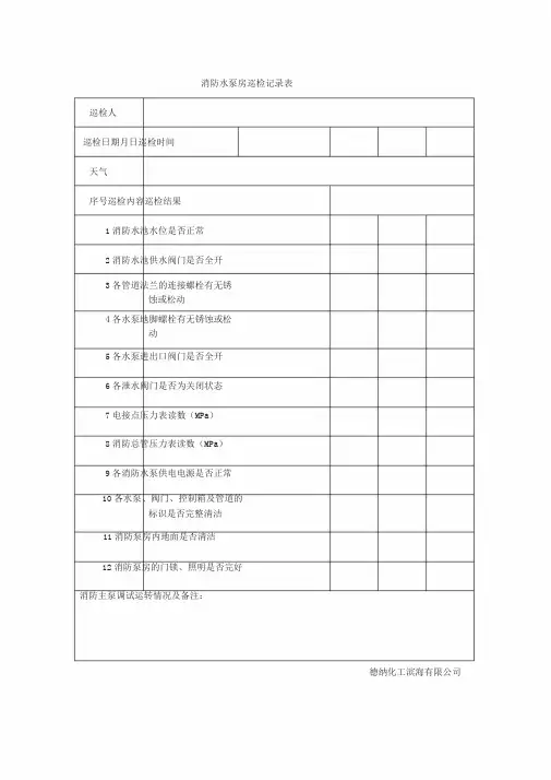 消防水泵房巡检记录表 2