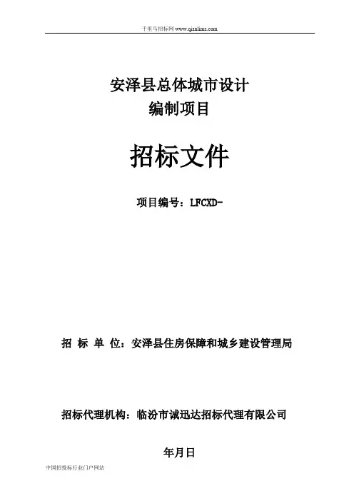 总体城市设计编制项目招投标书范本