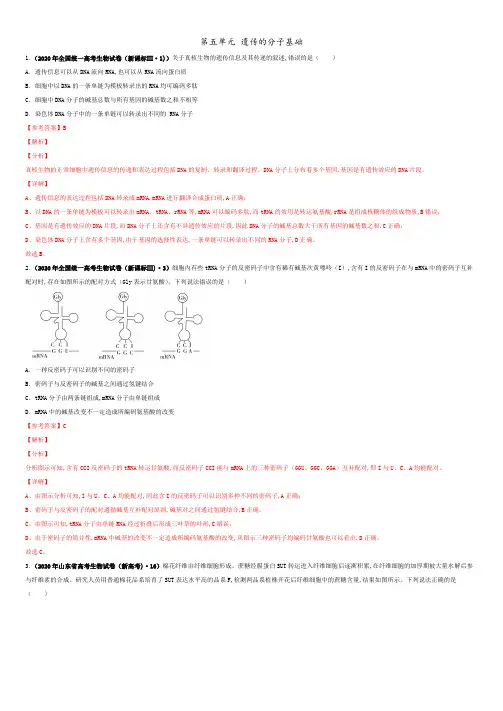 第五单元 遗传的分子基础 【真题训练】-2021年高考一轮生物单元复习一遍过(解析版).pdf