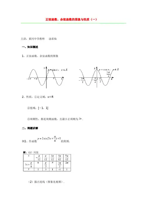 正弦函数、余弦函数的图象与性质(一)