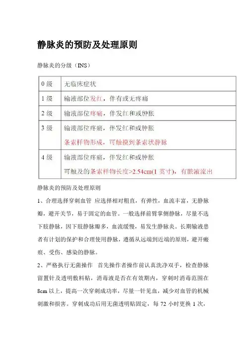 静脉炎的预防及处理原则
