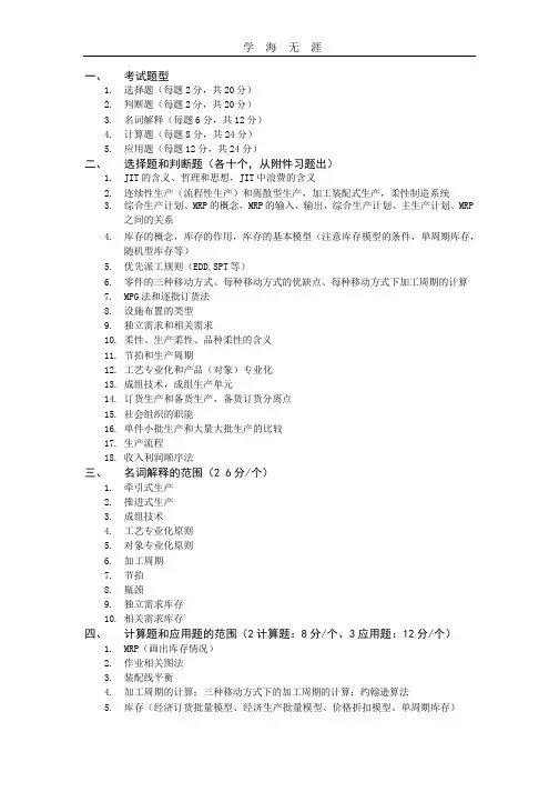 (2020年整理)生产与运作管理复习提纲整理(第四版).pptx
