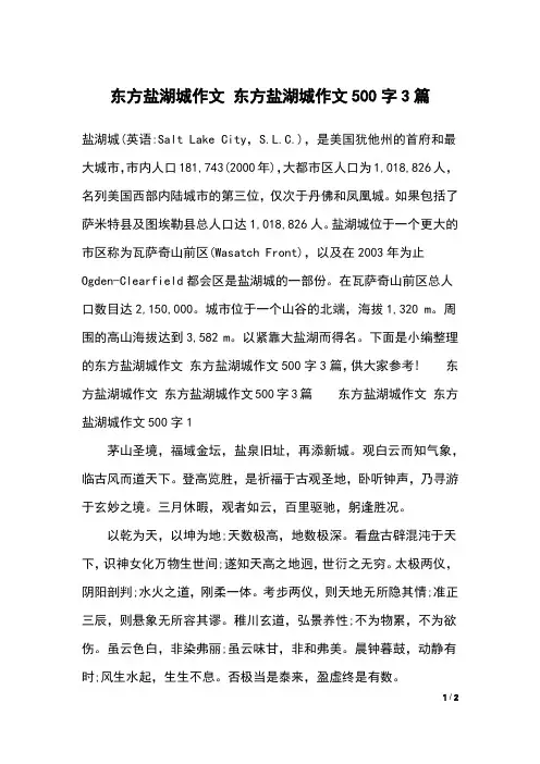 东方盐湖城作文 东方盐湖城作文500字3篇