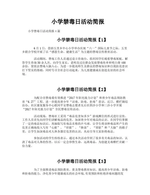 小学禁毒日活动简报