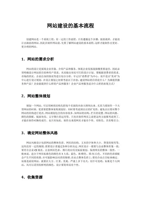 网站建设的基本流程