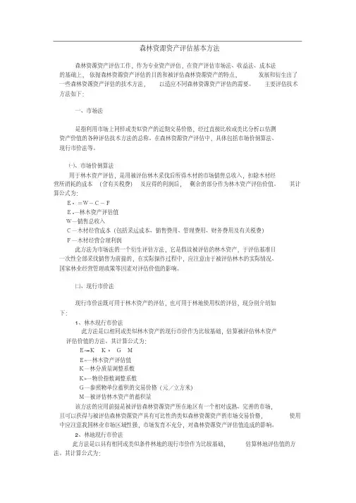 森林资源资产评估基本方法