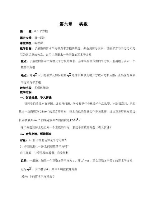 新人教 教案第六章   实数