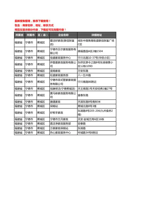 新版福建省宁德市蕉城区家政服务企业公司商家户名录单联系方式地址大全16家