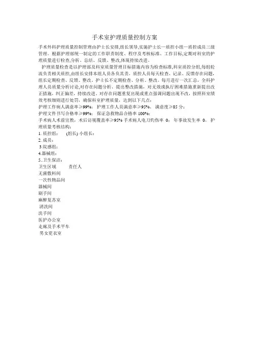 手术室护理质量控制方案