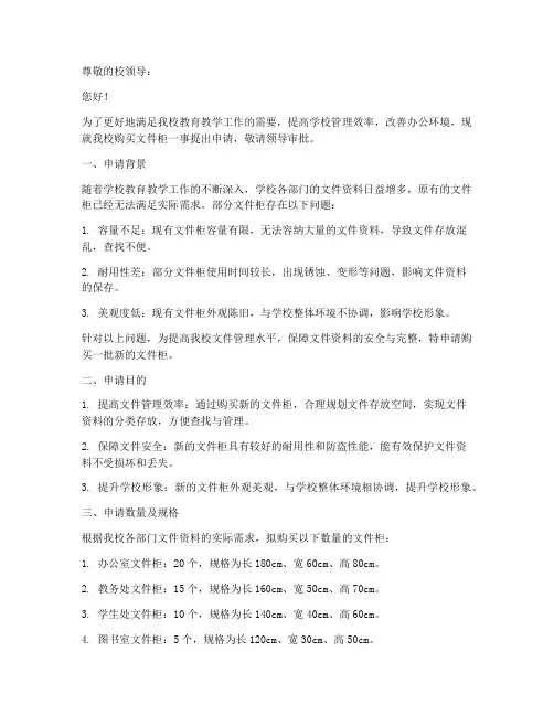 小学购买文件柜申请报告
