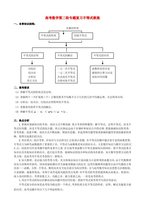 高考数学第二轮专题复习不等式教案