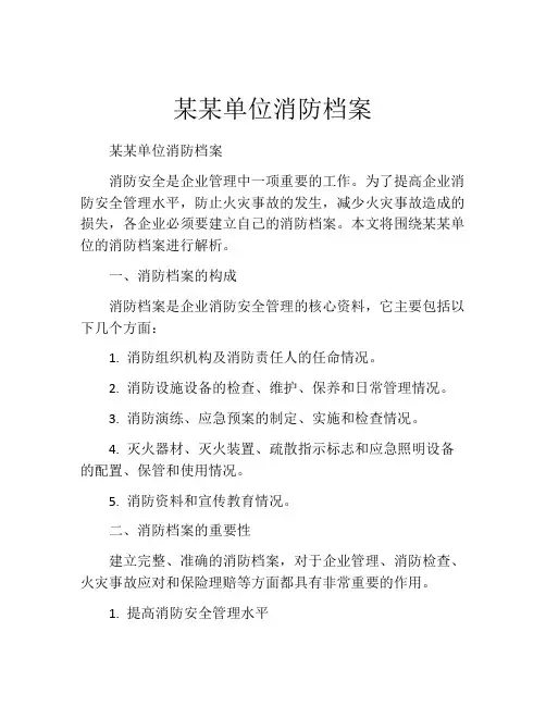 某某单位消防档案