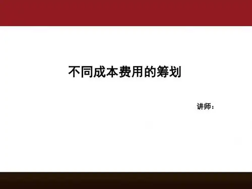不同成本费用的筹划