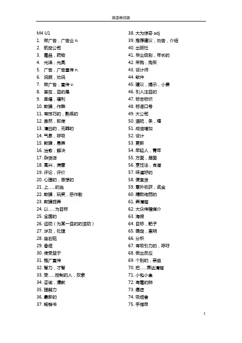 牛津高中英语模块4单词表