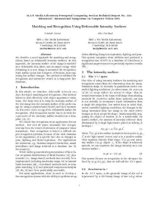 Matching and recognition using deformable intensity surfaces