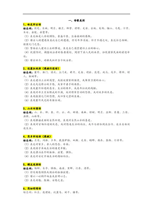 古诗鉴赏分类及常见意象