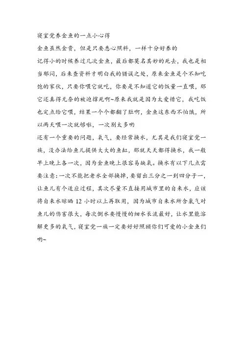 寝室党养金鱼的一点小心得