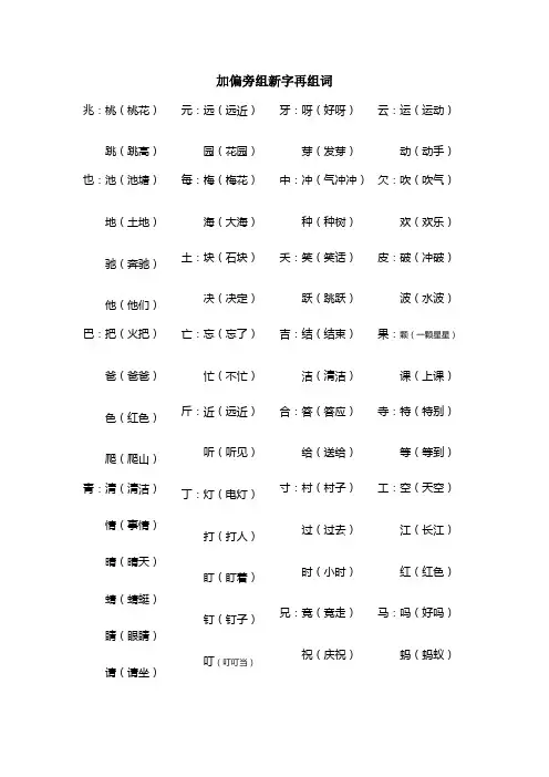 一年级下册语文素材-加偏旁组新字再组词、多音字│苏教版(2016)
