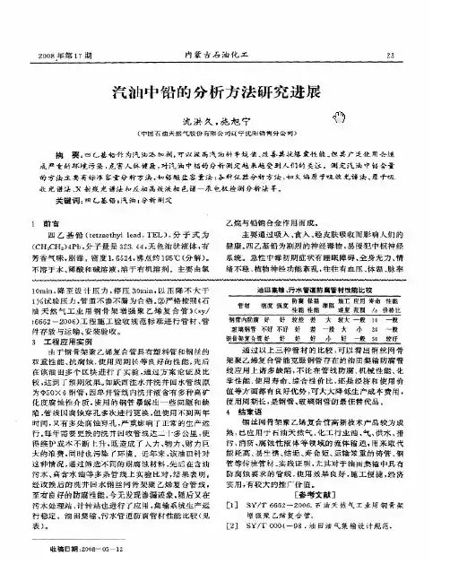 汽油中铅含量的分析和研究